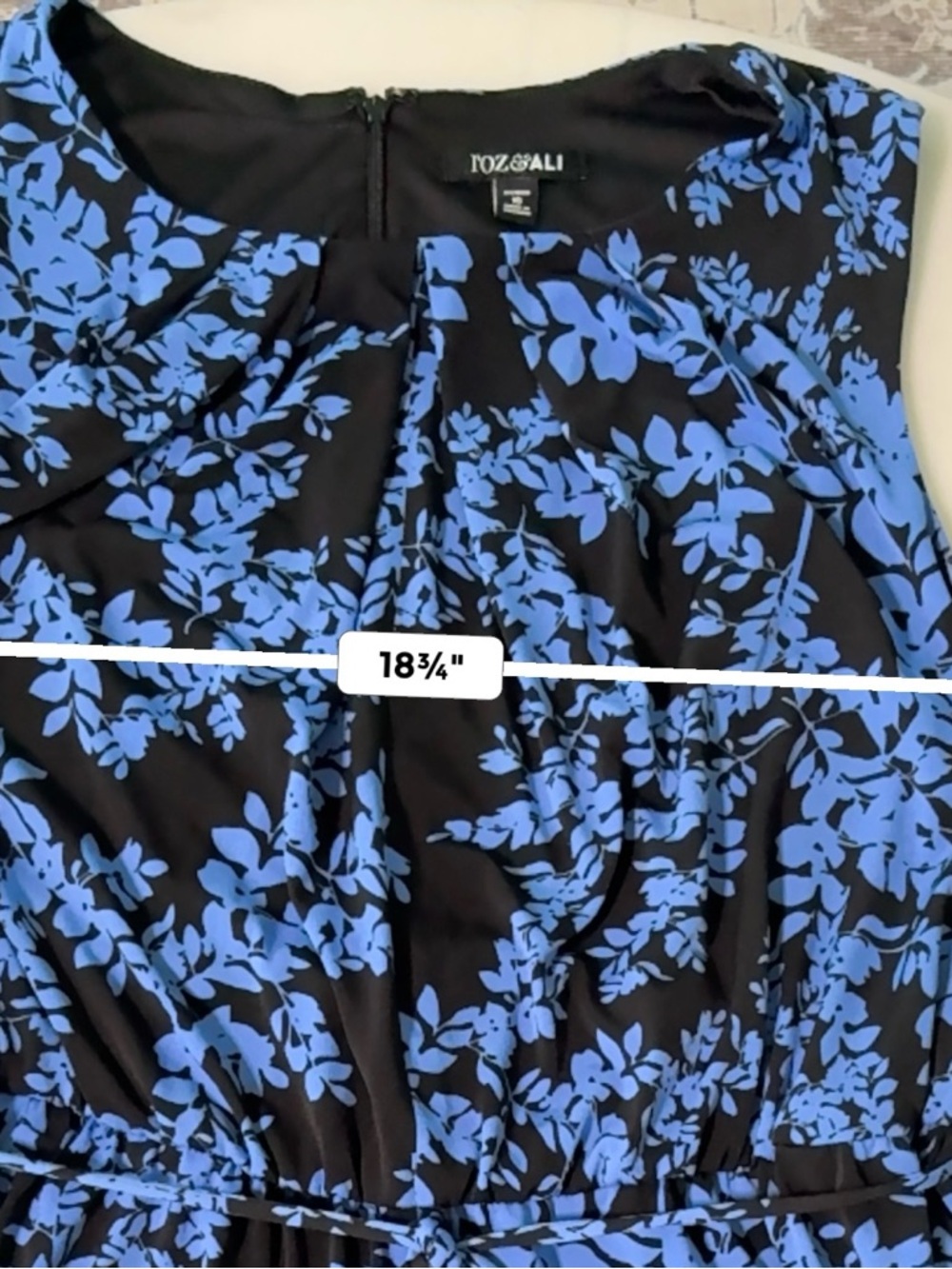 Roz & Ali Black with Blue Floral Print Jumpsuit Size 16W - Picture 4 of 8